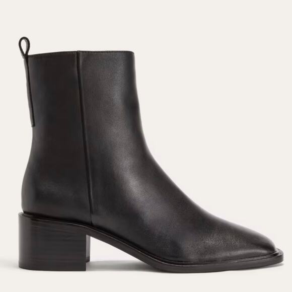 EVERLANE The City Boot Black Leather Pull Tab Side Zip Block Heel Size 6.5 NEW - Picture 2 of 8
